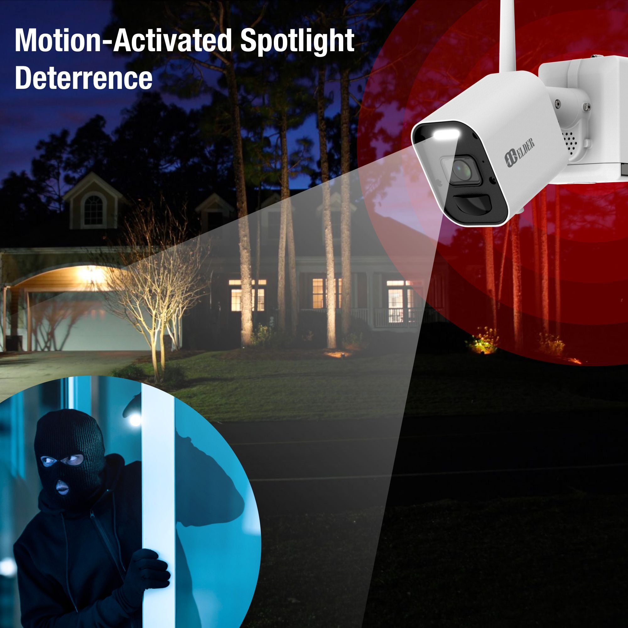 Motion-Activated Spotlight Security Camera with Siren and Deterrence