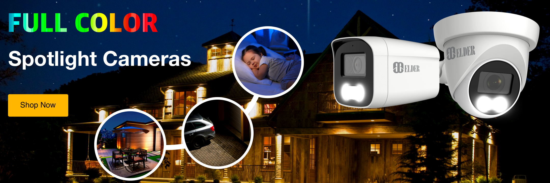 Full color spotlight security camera systems night vision. Nocturnal surveillance camera systems.
