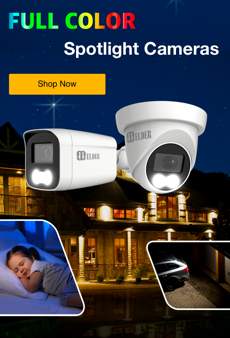 Full color spotlight security camera systems night vision. Nocturnal surveillance camera systems.