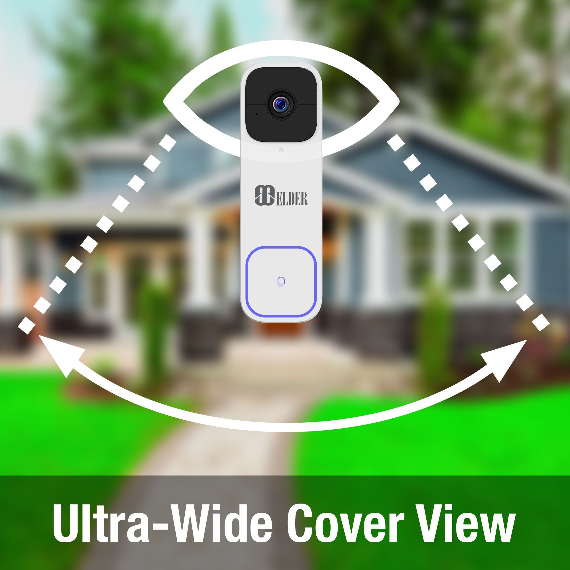 Elder Doorbell Camera 2K Wireless 64GB WiFi Battery-Operated Chime,