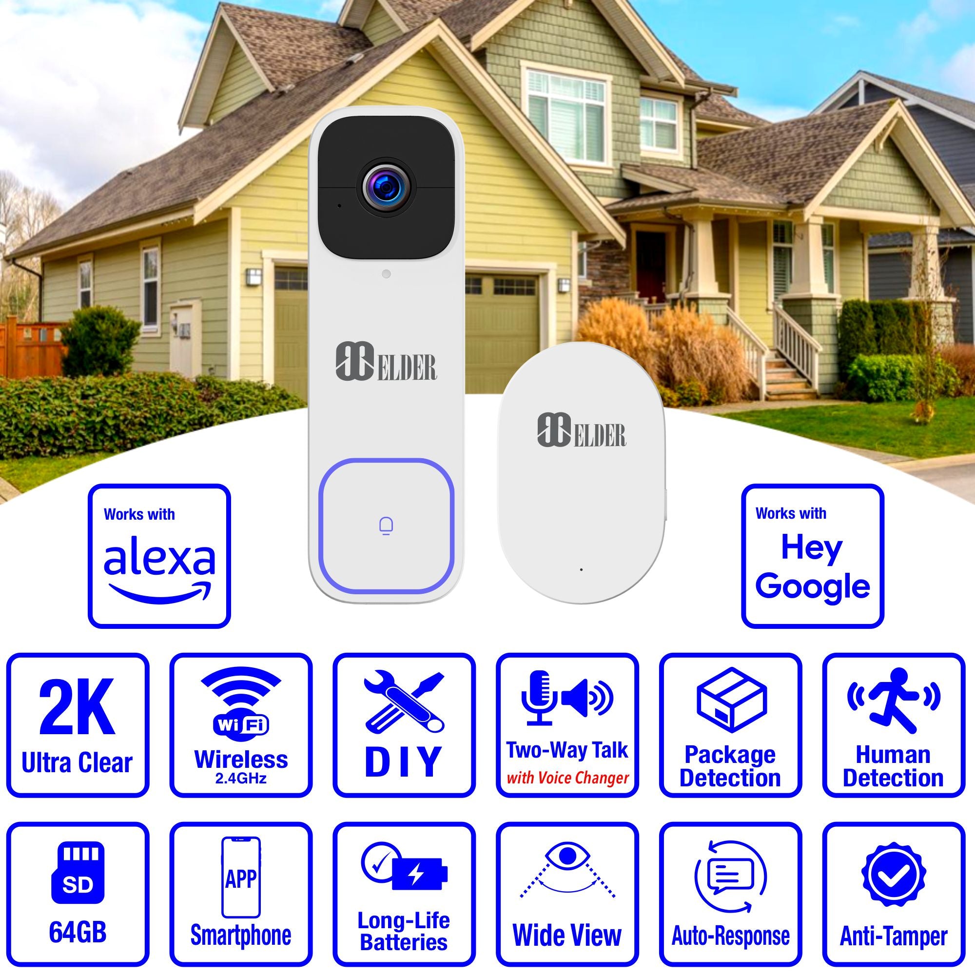 Video Doorbell Camera with Chime Wireless