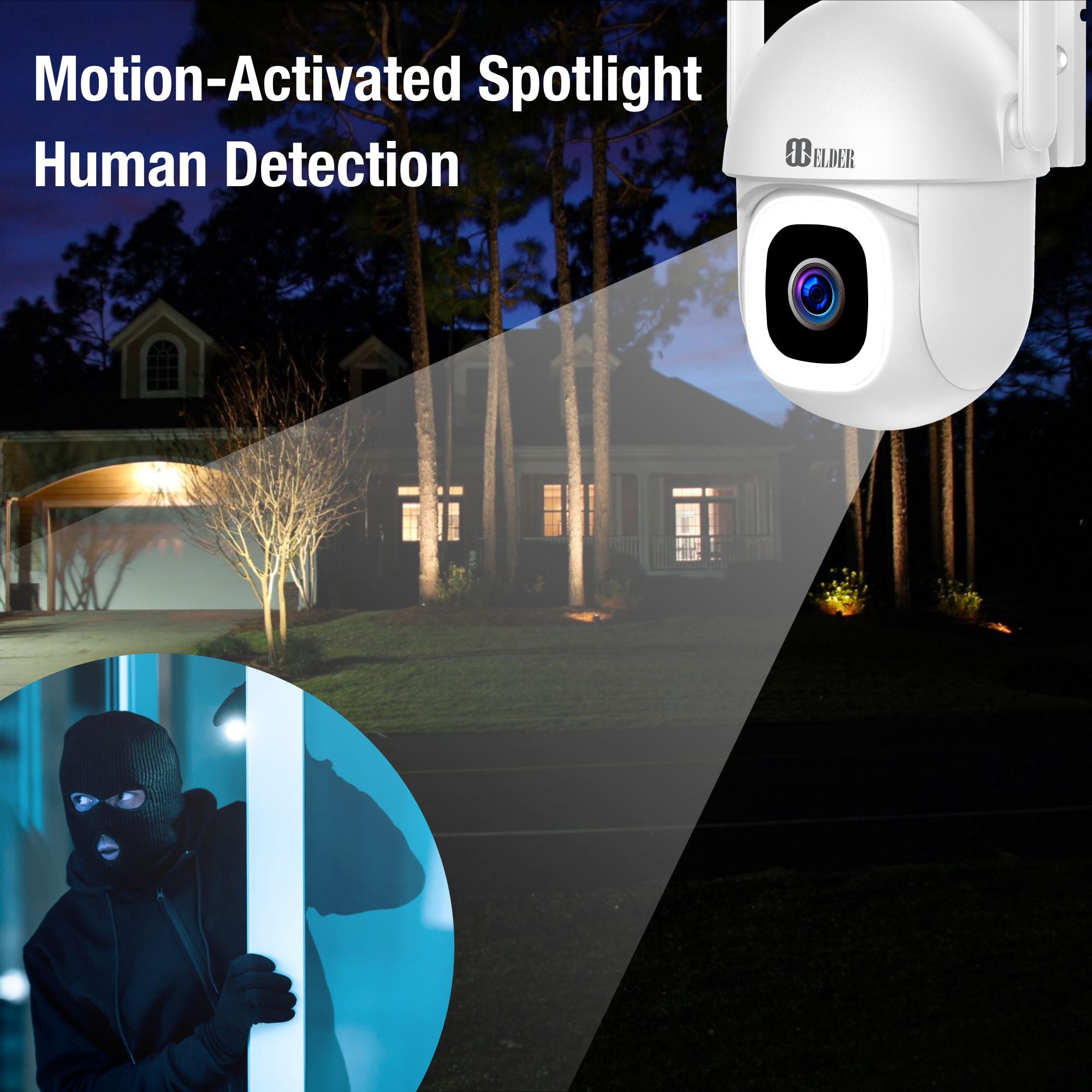 Security Camera with Motion Activated Spotlight Surveillance