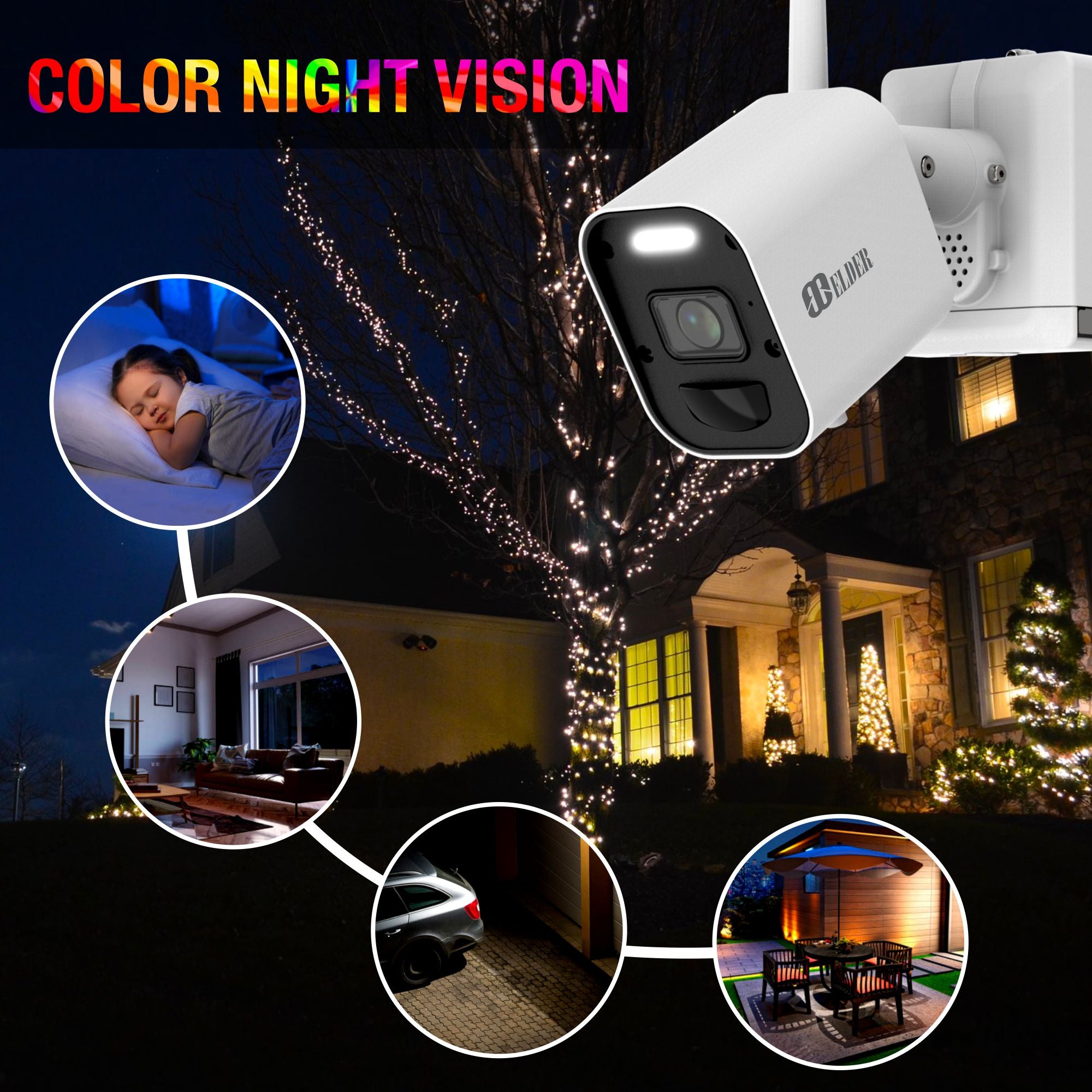 Color Night Vision Wireless Surveillance Camera Spotlight