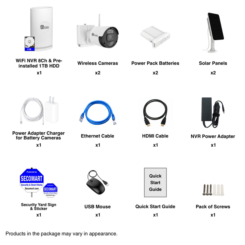 Security Camera System Solar Charger Battery-Powered for Home Surveillance System
