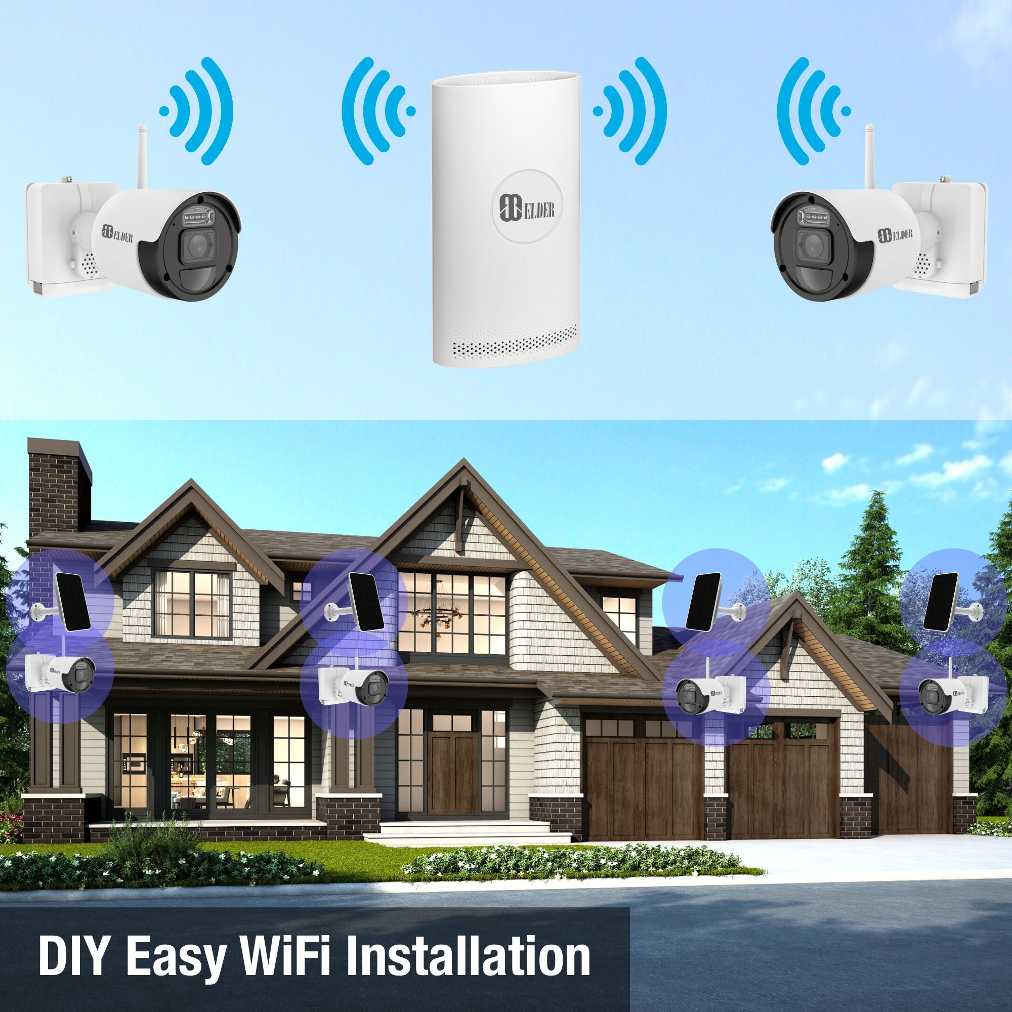 Solar Panel Security Camera System Wireless Outdoor for Home