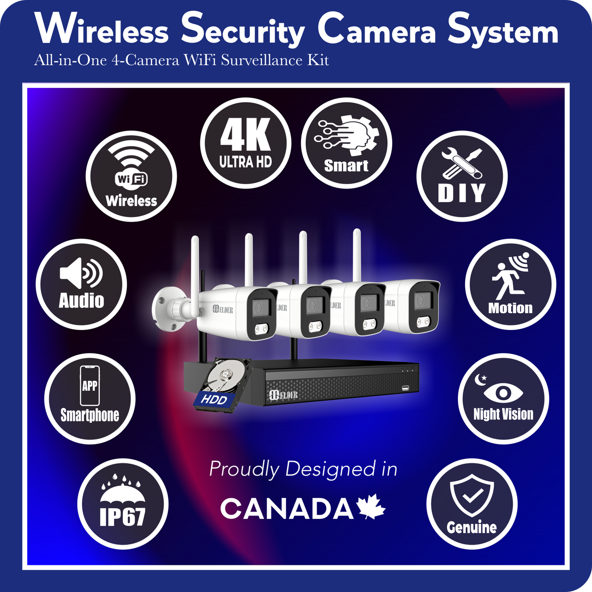 Curated visual reference: Visual Reference: 4K WiFi Security Camera System 1Tb Certified Open Box Semi