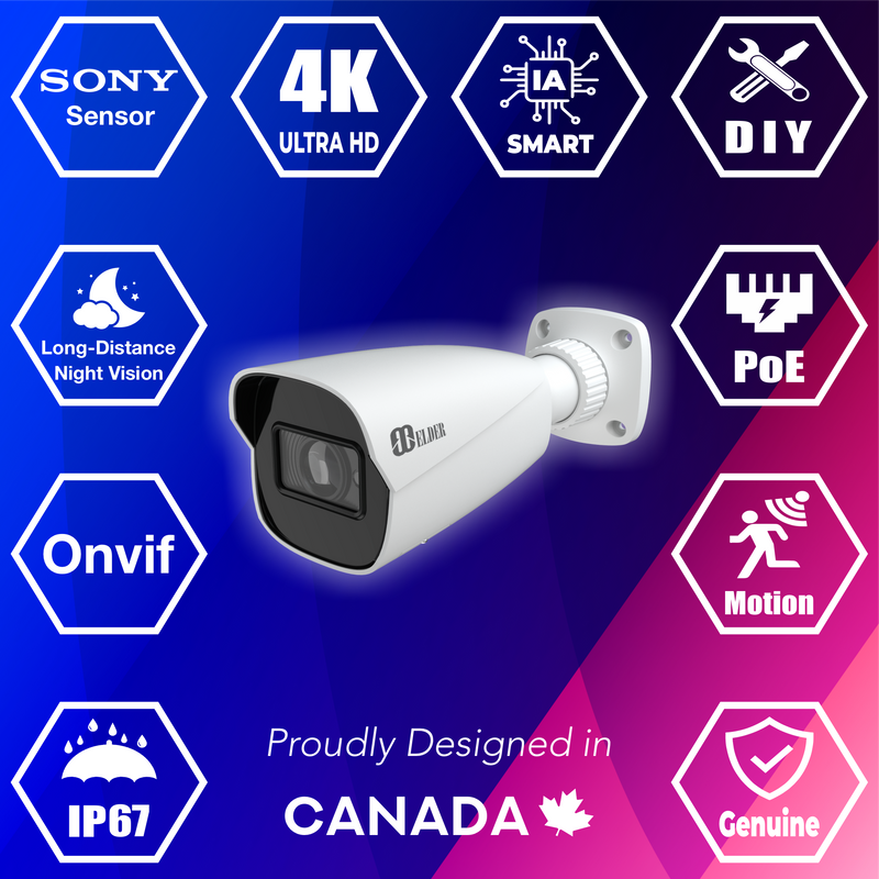4K Security Camera PoE 8MP Network IP Surveillance Outdoor Wired, Sony Sensor & Onvif, Long-Distance Night Vision, IP Bullet Ultimate-I Series