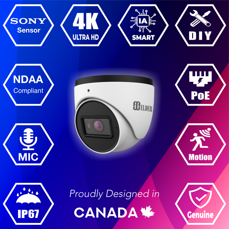 4K Security Camera PoE 8MP Network IP Surveillance Outdoor Wired, Sony Sensor & NDAA Compliant & Onvif, Microphone, IP Dome Ultimate-I Series