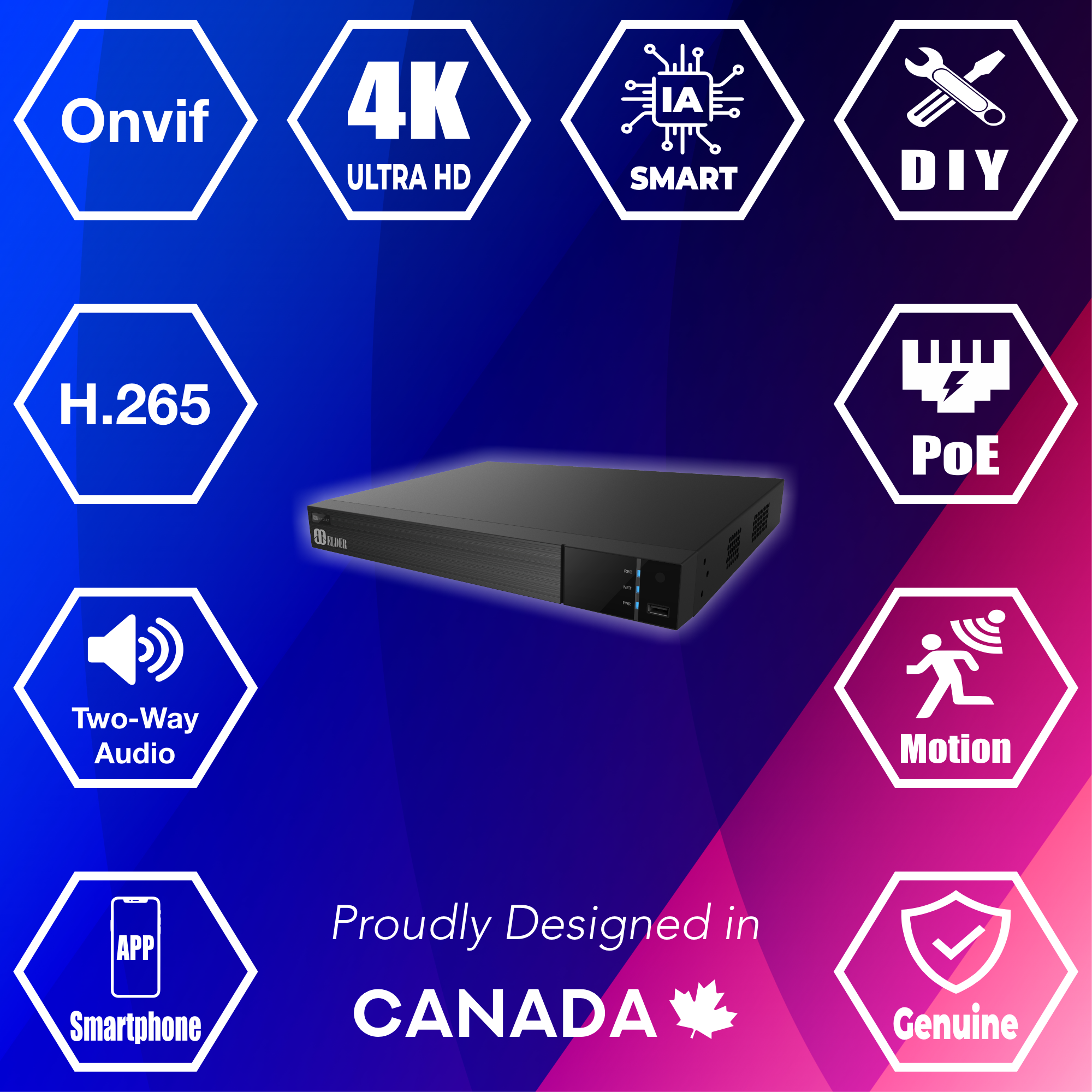 4K NVR Security PoE 8-Channel Up to 8MP, Intelligent Features, Two-Way Audio & Onvif, NVR Surveillance Ultimate-I Series