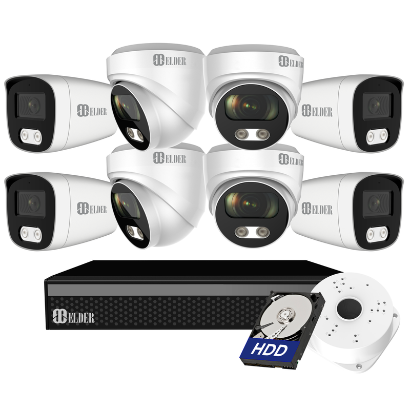 4K Security Camera System 8Ch PoE NVR Surveillance Kit Outdoor Wired DIY, Listen-in Audio, 8-Camera Dome & Bullet Hunter-LE Series