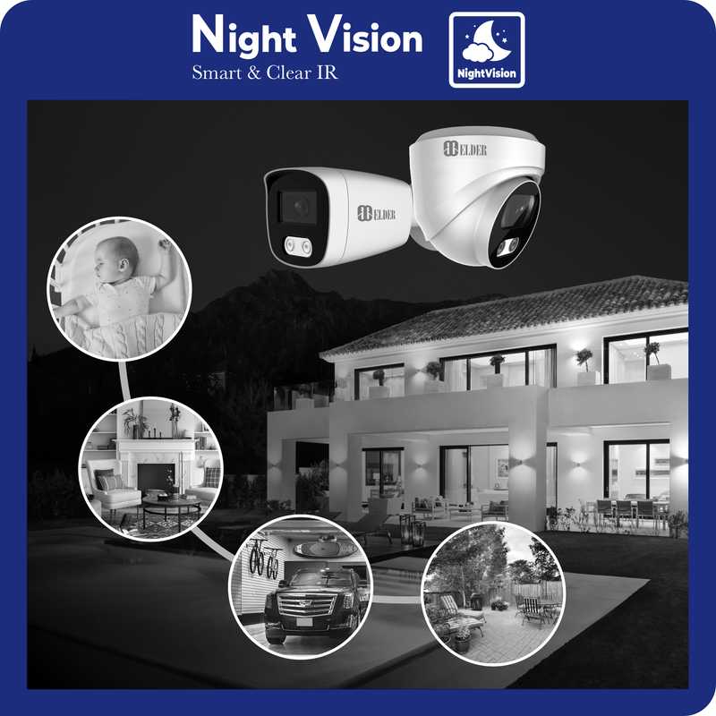 4K Security Camera System 8Ch PoE NVR Surveillance Kit Outdoor Wired DIY, Listen-in Audio, 8-Camera Dome & Bullet Hunter-LE Series