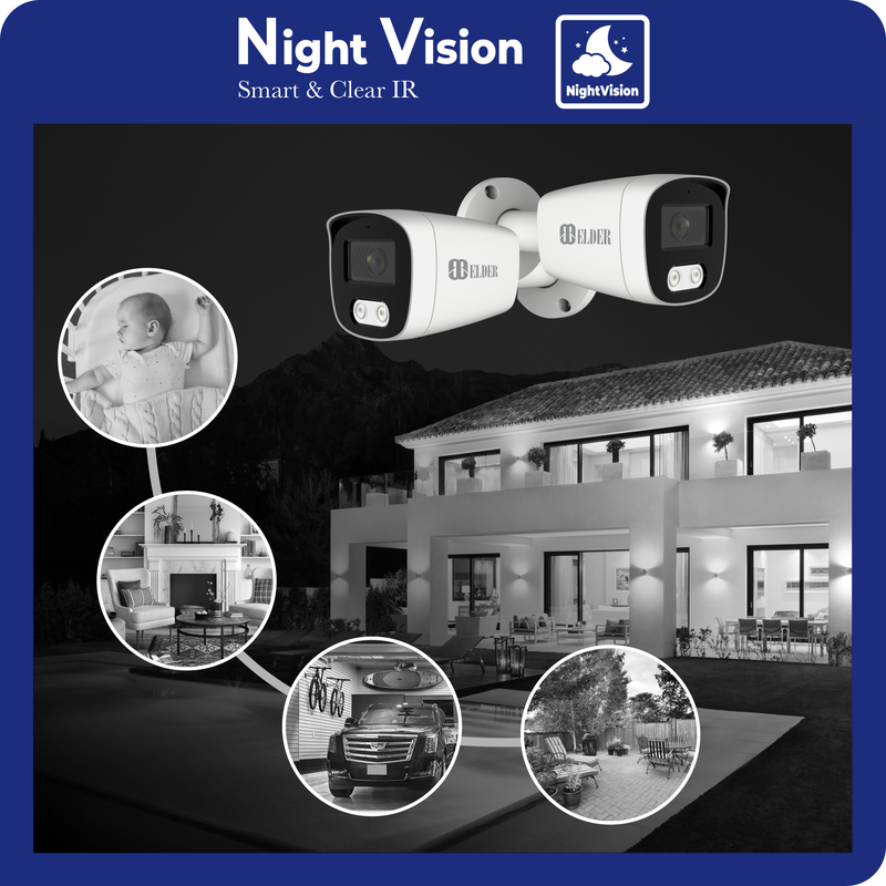 4K Security Camera System 8Ch PoE NVR Surveillance Kit Outdoor Wired DIY, 4-Camera Bullet Hunter-LE Series