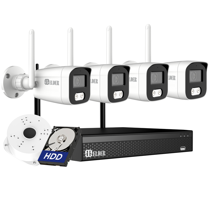 4K Wireless Security Camera System, WiFi Surveillance Cameras Outdoor DIY, Listen-in Audio, 4-Camera Bullet