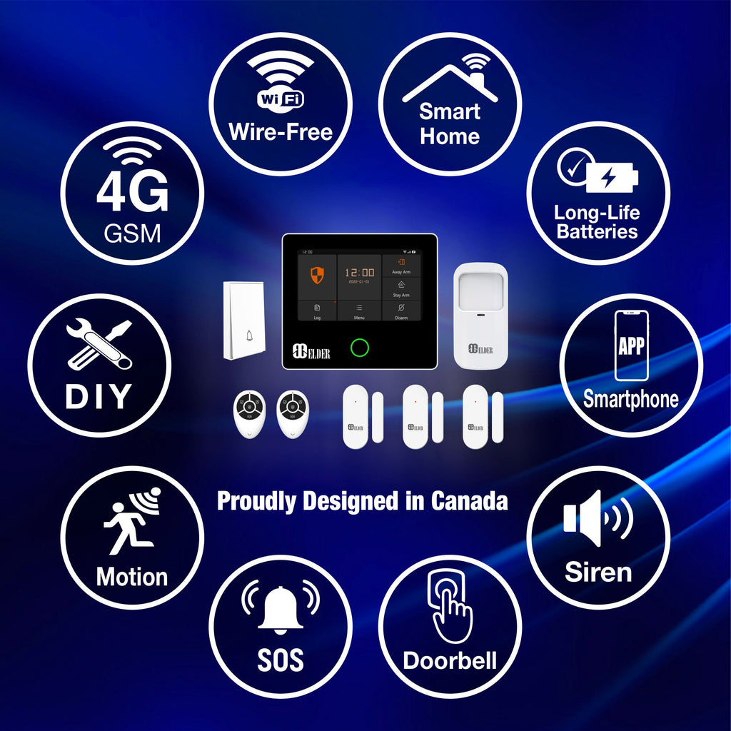 Security Alram Box Elder Alarm System Security Wireless 8-Piece WiFi & 4G Smart Home Alar