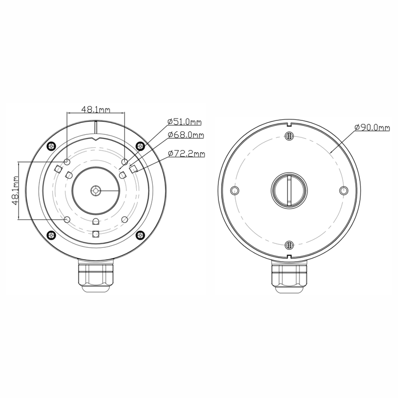 Security camera junction box for dome and bullet security cameras. Compatile with all Elder security cameras and security systems including ip security cameras and hd surveillance cameras. 03