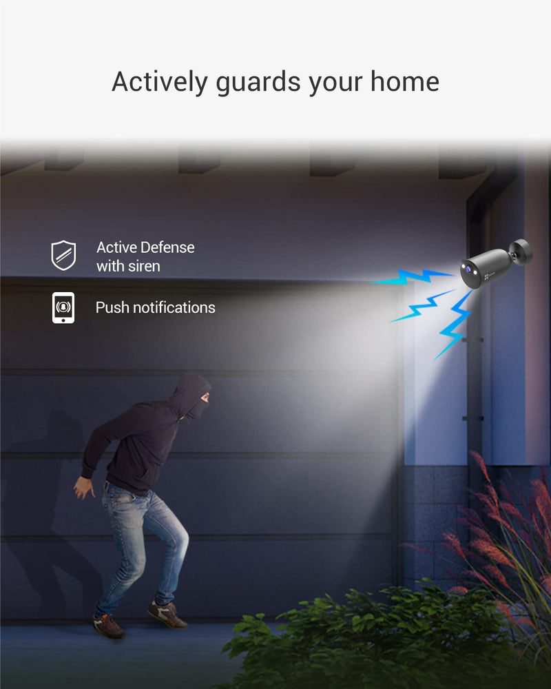 Ezviz Wireless Security Camera Outdoor 2K WiFi Battery, Wire-Free Smart Home AI Human Detection & DIY Kit, Spotlight Defense Color Night Vision & Two-Way Audio
