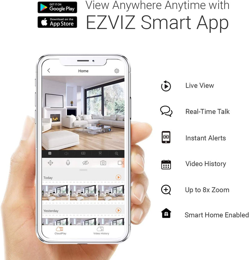 Ezviz Wireless Security Camera Outdoor 2K WiFi Battery 2pcs, Wire-Free Smart Home AI Human Detection & DIY Kit, Spotlight Defense Color Night Vision & Two-Way Audio