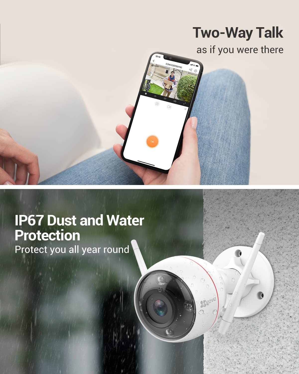 Ezviz Camera 2K WiFi & Floodlight & 2K+ Doorbell 5MP Battery Wireless & Chime, Smart Home AI Human Detection & DIY Security Kit, Spotlight Color Night Vision & Two-Way Audio