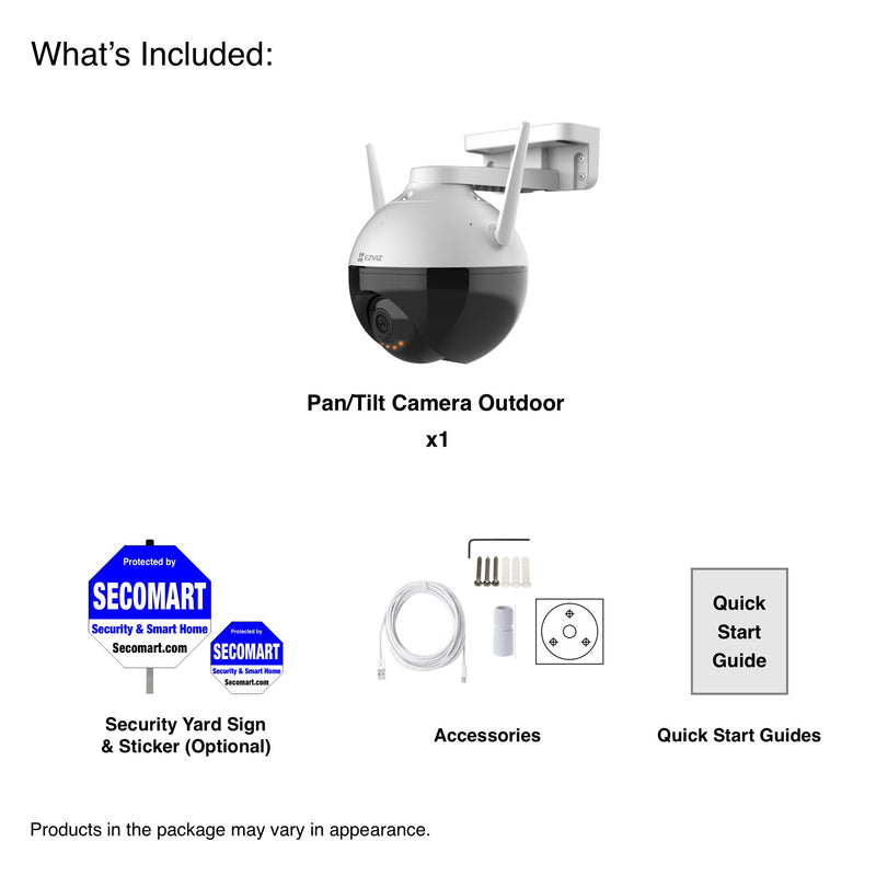 Ezviz Wireless Security Camera Outdoor 2K+ WiFi Pan & Tilt Spotlight PTZ C8W Pro, Smart Home Person Detection & DIY Kit Active Defense, Color Night Vision & Two-Way Audio
