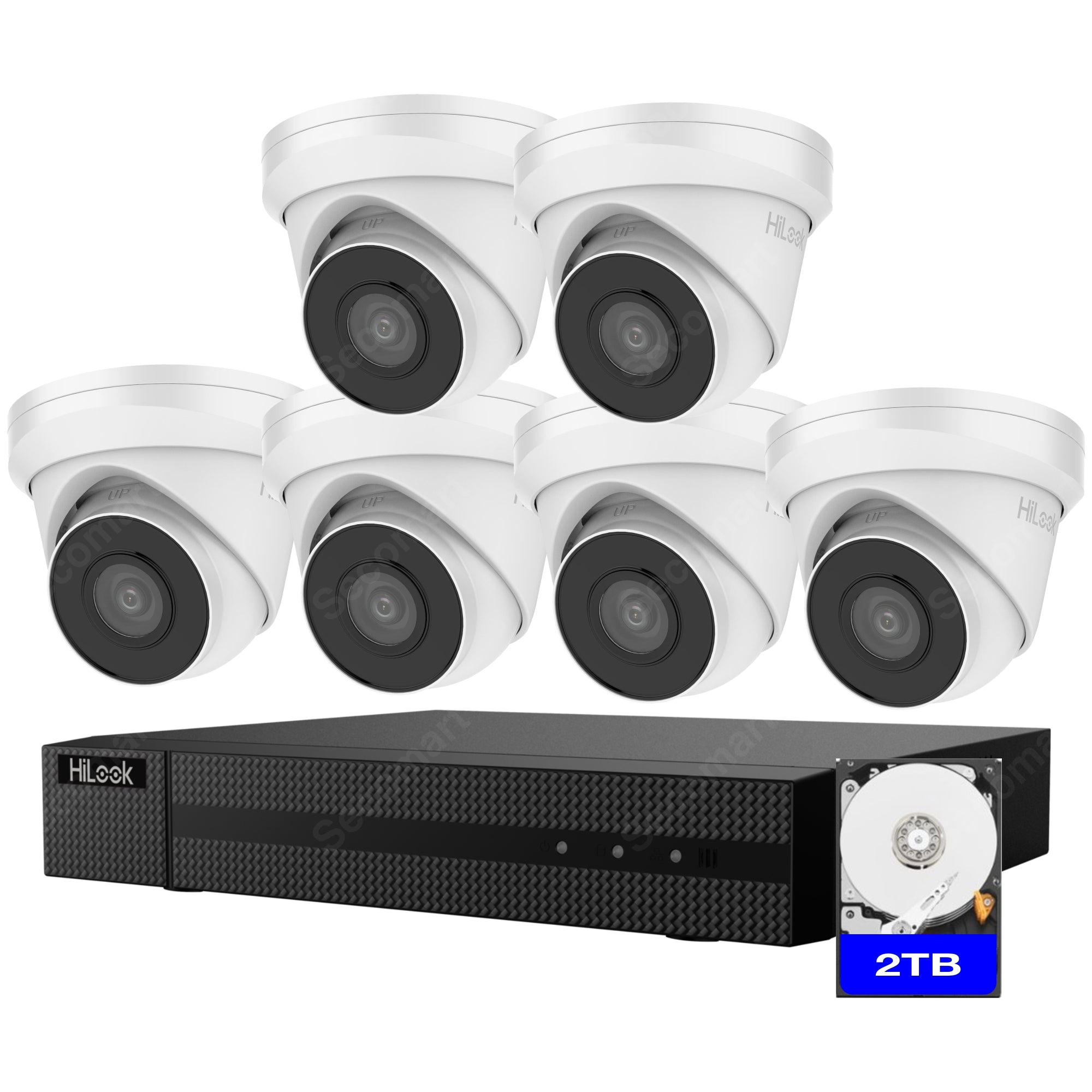 Hilook 4K Security Camera System, 6-Camera PoE NVR Surveillance Kit Outdoor 2TB DIY Wired Turret, Hilook by Hikvision