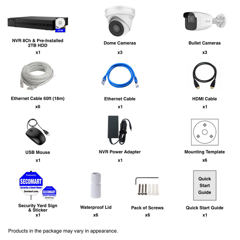 NVR　PoE　Ou　Hilook　Camera　System,　Security　4K　Kit　6-Camera　Surveillance