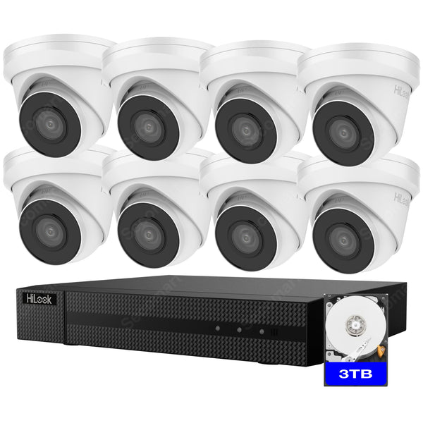 Hilook 4K Security Camera System, 8-Camera PoE NVR Surveillance Kit Outdoor 3TB DIY Wired Turret, Hilook by Hikvision