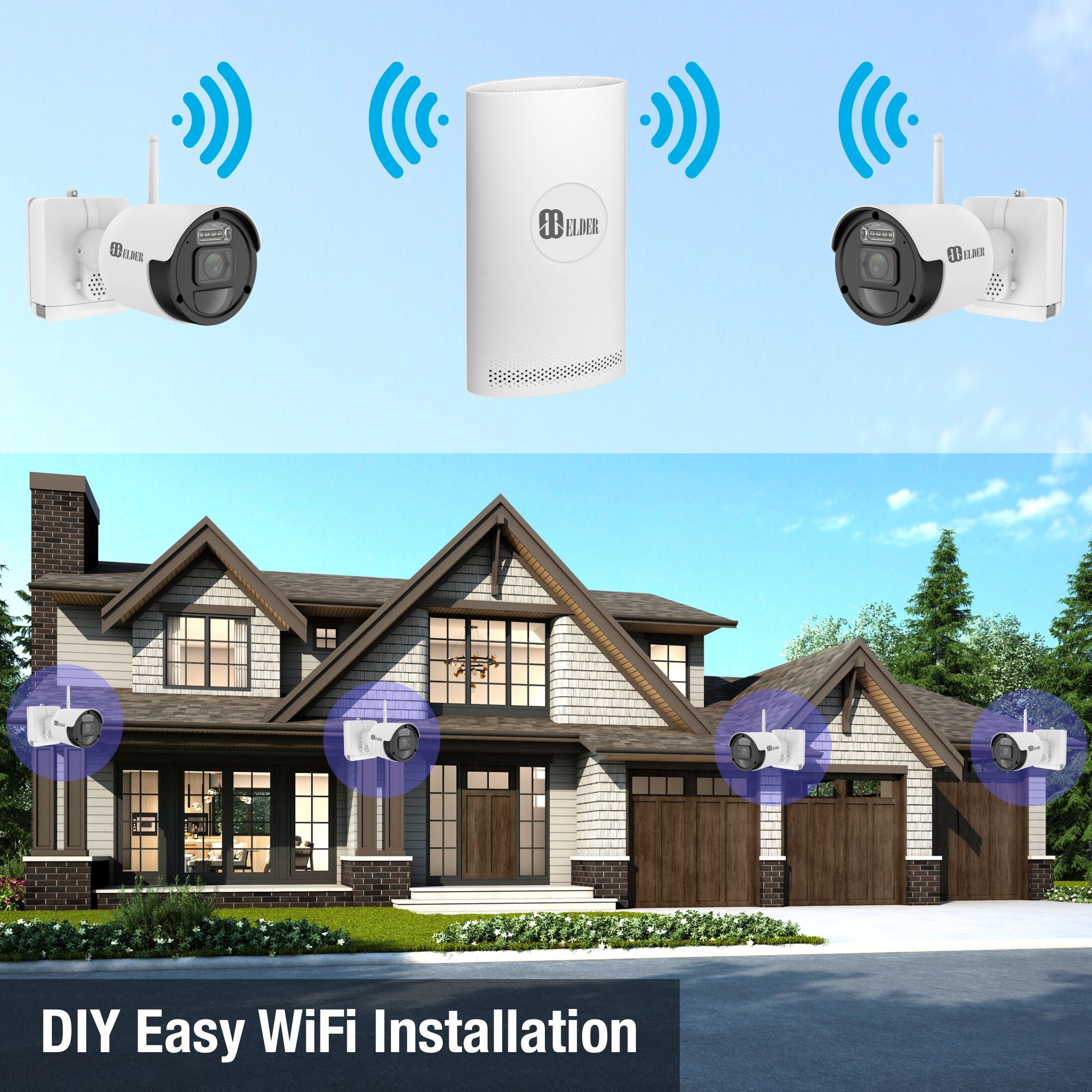 Wireless Security Camera System 2K Wire-Free, 8Ch NVR 6-Camera Battery WiFi Surveillance Outdoor 1TB Home DIY Spotlight Deterrence, Two-Way Talk & Person Detection